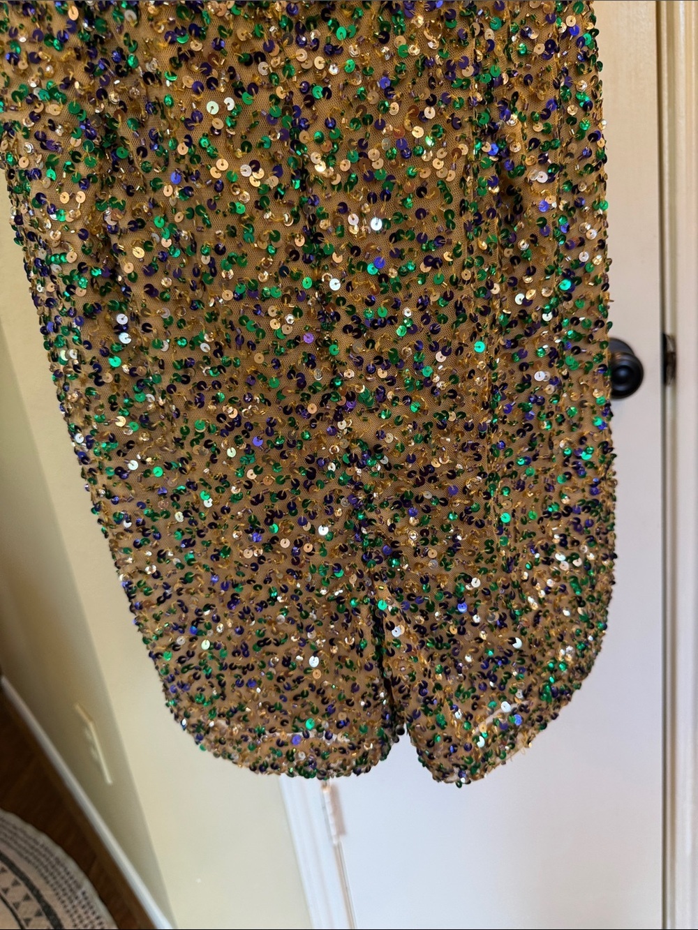 Ashley Lauren Sequin Romper Size 12 Gold Green Purple Pageant Party Festival - Picture 8 of 15